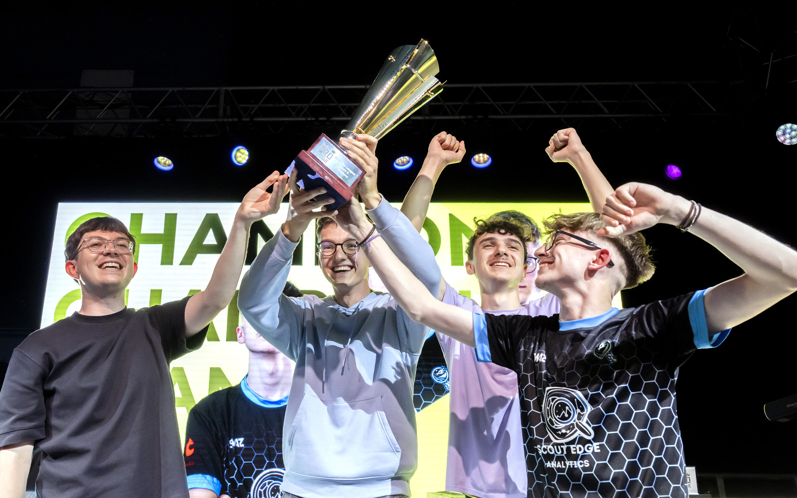 S.E.A. Dragons lifting the BFBS Valarian Pro League trophy.