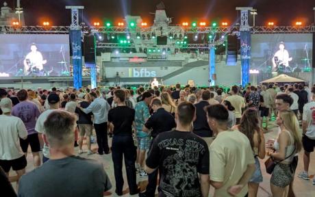 Crowd of personnel at live event