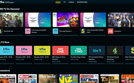 BFBS MiPlayer user interface showing content tiles